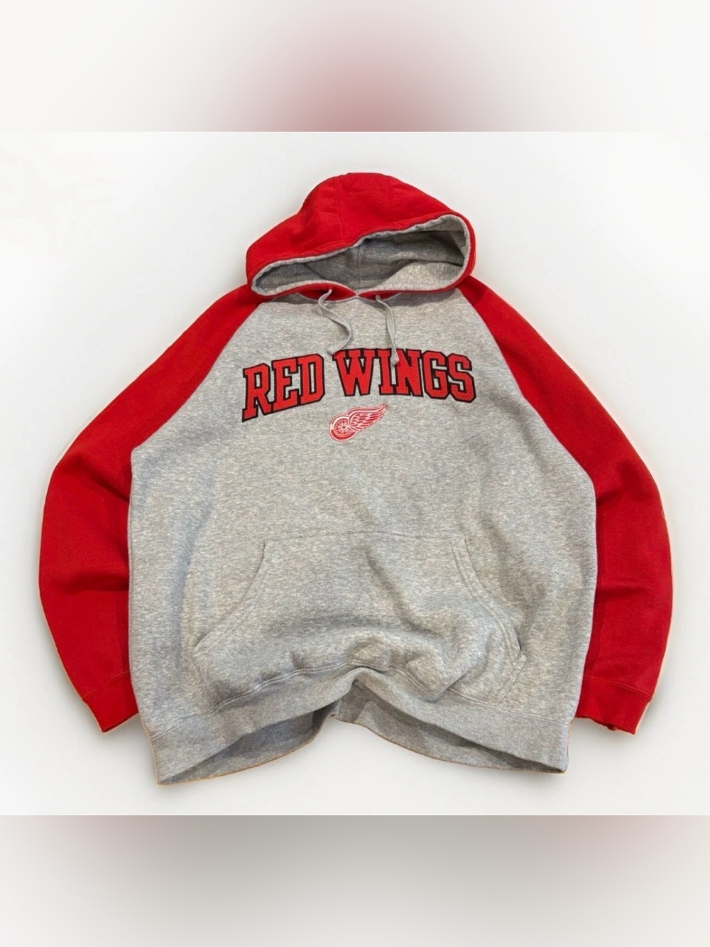 Detroit Red Wings Hoodie Size Large NHL Merch Hockey Gray Red Colorblock